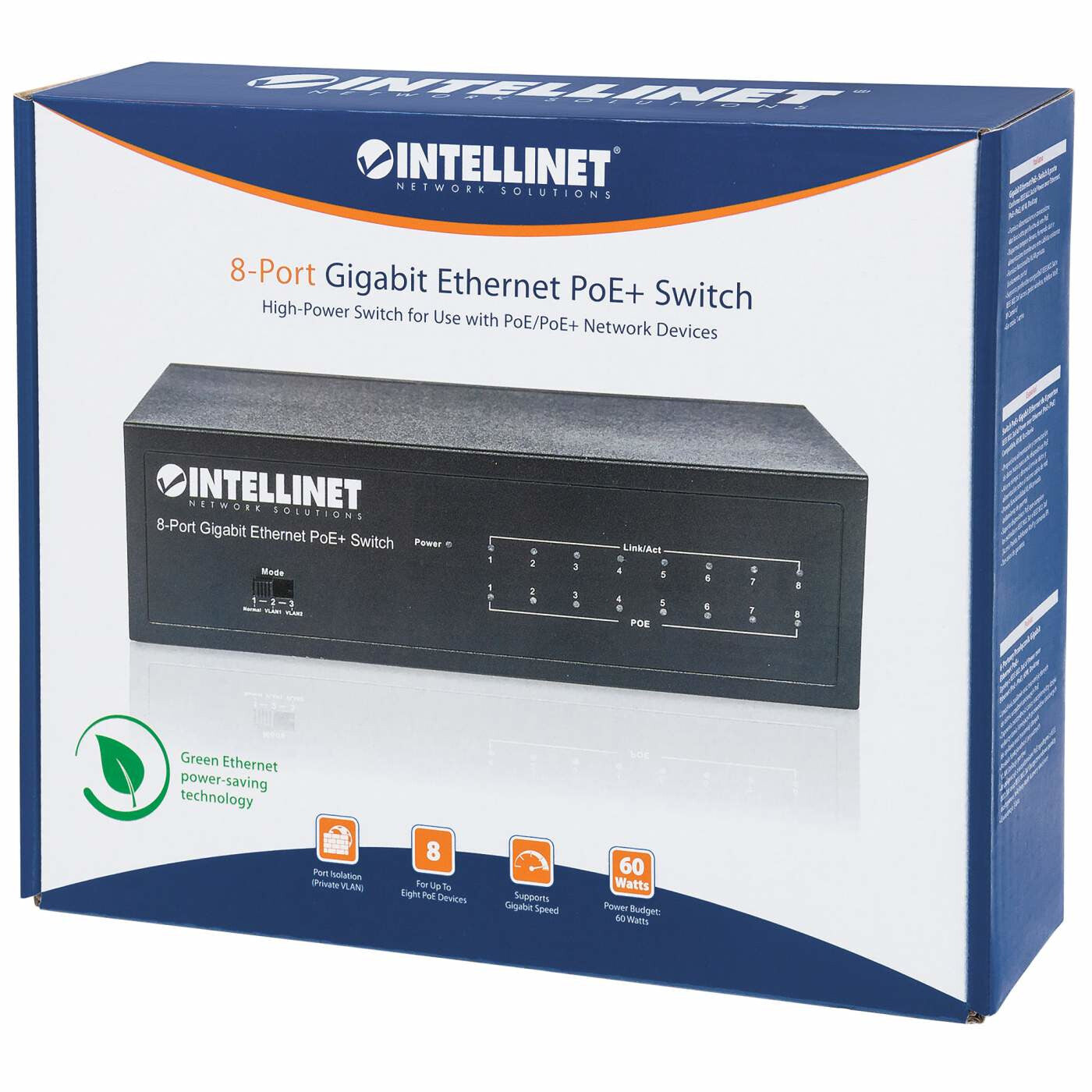 Intellinet Switch PoE+ Gigabit Ethernet de 8 puertos