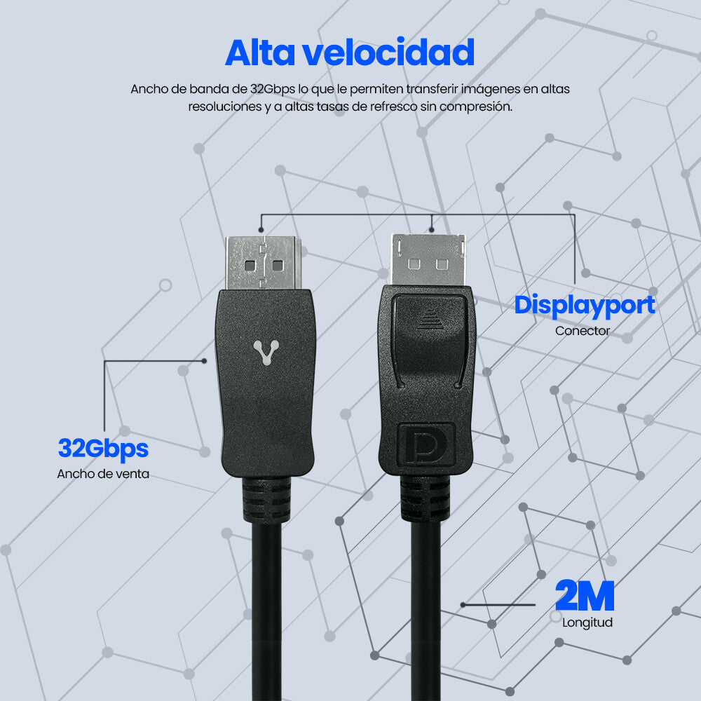 Vorago CAB-309 cable DisplayPort 2 m Negro