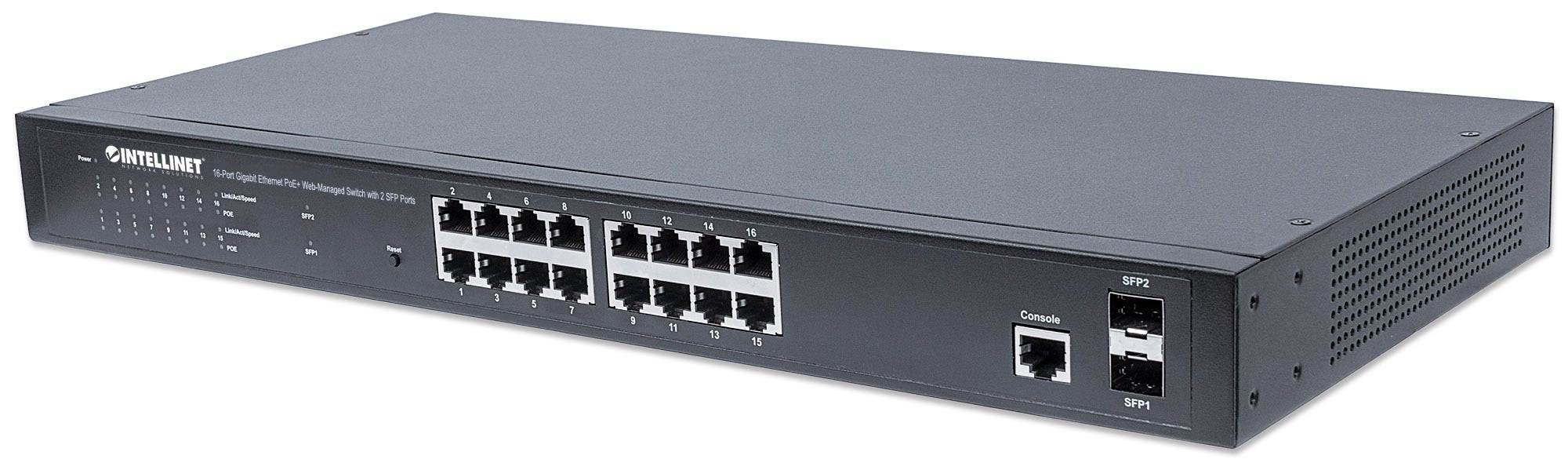 POE SWITCH,INTELLINET,561341, GB 16 PTOS 19, 30W/PTO, 220W, ADMIN + 2 SFP