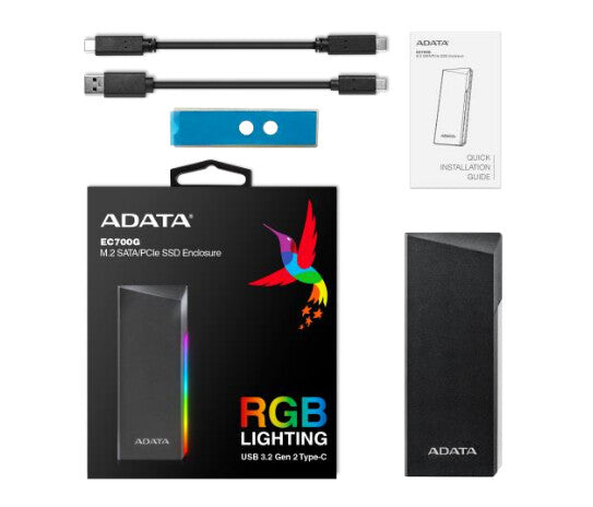 ADATA AEC700GU32G2-CGY caja para disco duro externo Carcasa para SSD Negro M.2