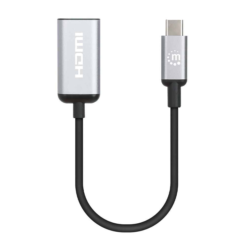 Manhattan 153706 adaptador de cable de vídeo 0.15 m USB Tipo C HDMI Tipo A (Estándar) Negro, Plata