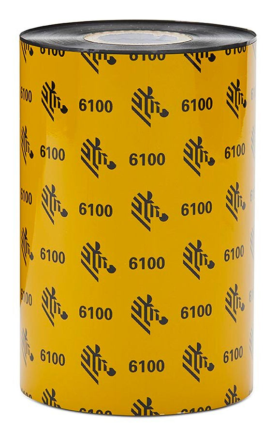 Zebra wax/resin ribbon 110 mm x 450 m, 1-inch core, model 6100. Box of 6 pcs.