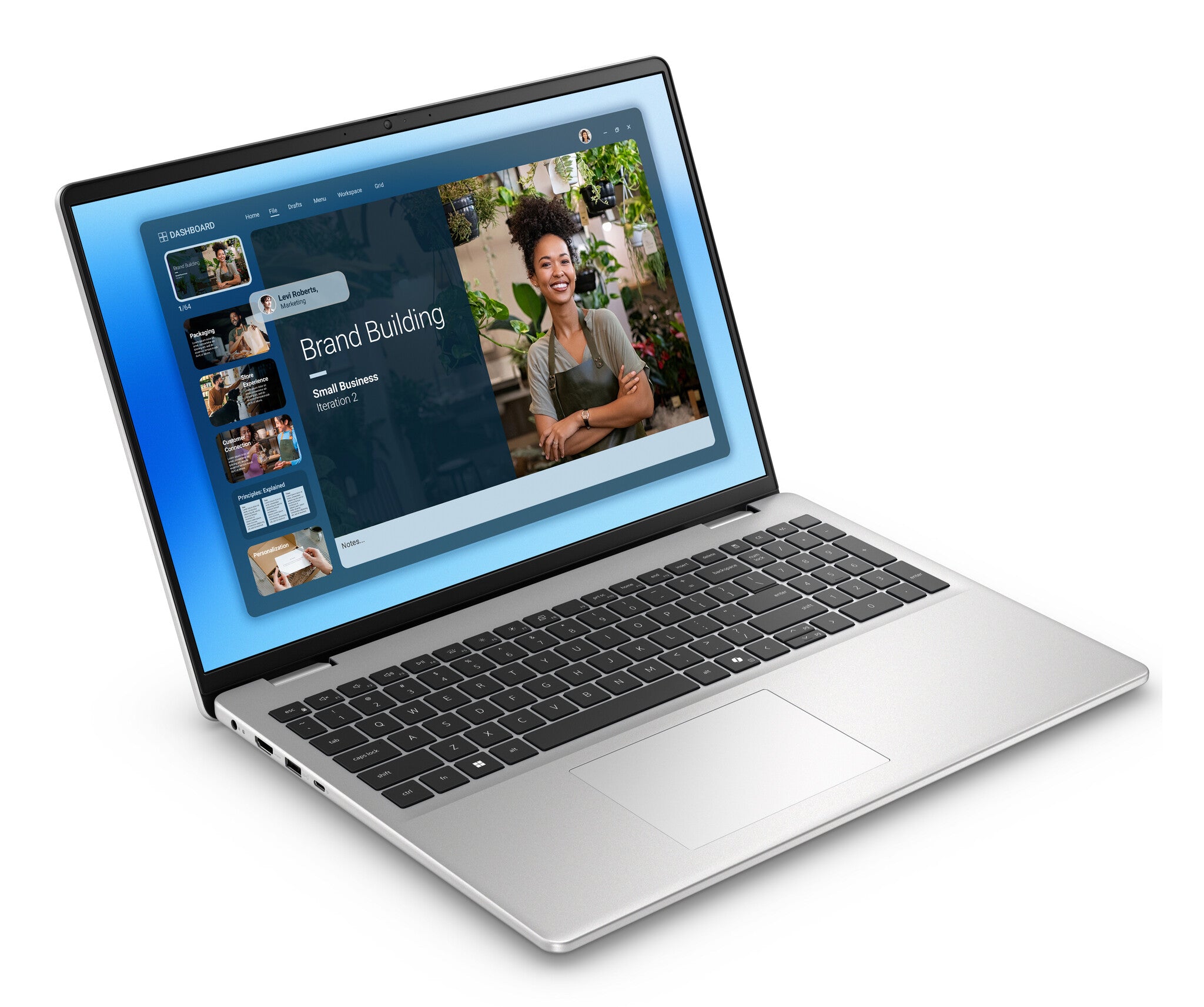 DELL DC16251 Intel Core 7 150U Computadora portátil 40.6 cm (16") Pantalla táctil Full HD+ 16 GB DDR5-SDRAM 1 TB SSD Wi-Fi 6E (802.11ax) Windows 11 Home Español Plata