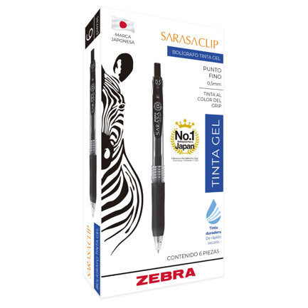 Zebra 808NGRFNC006 bolígrafo de gel Pluma de gel retraíble Negro 6 pieza(s)