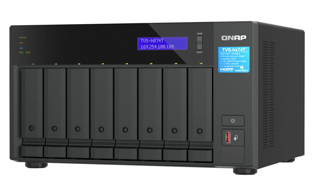 QNAP TVS-h874T 8-Bay NAS Unit Intel Core i9-12900E 64GB DDR4 Thunderbolt 4 2.5GbE Disks not included