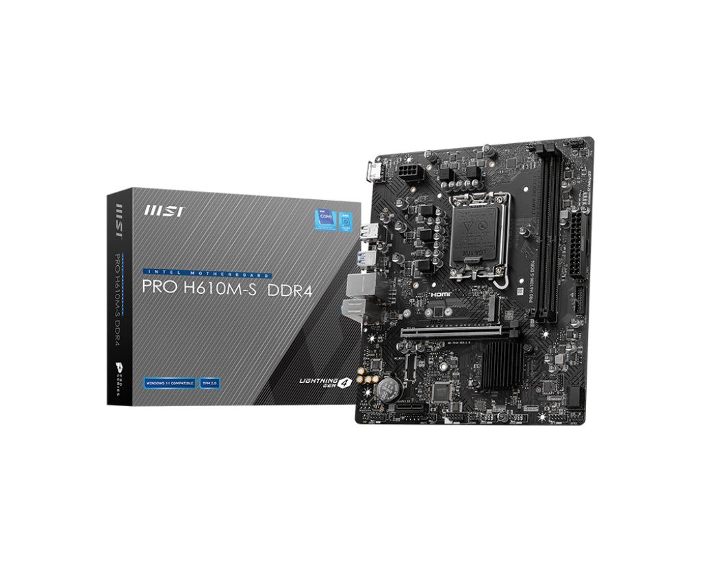 MB MSI H610 INTEL S-1700 14A GEN/2XDDR4 64MAX 3200MHZ/PCIE 4.0/HDMI/DP/2XUSB 3.2/M.2/MICRO ATX/GAMA BASICA