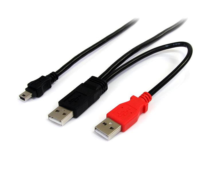 CABLE DE 91CM USB EN Y PARA DISCOS DUROS EXTERNOS - 2X USB A MACHO A 1X USB MINI B MACHO - STARTECH.COM MOD. USB2HABMY3