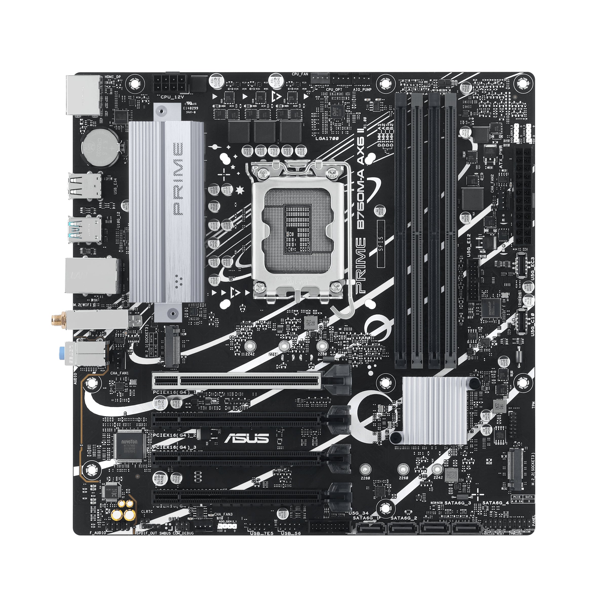 Tarjeta Madre ASUS PRIME B760M-A AX6 II S-1700 4xDDR5 HDMI DisplayPort Micro ATX