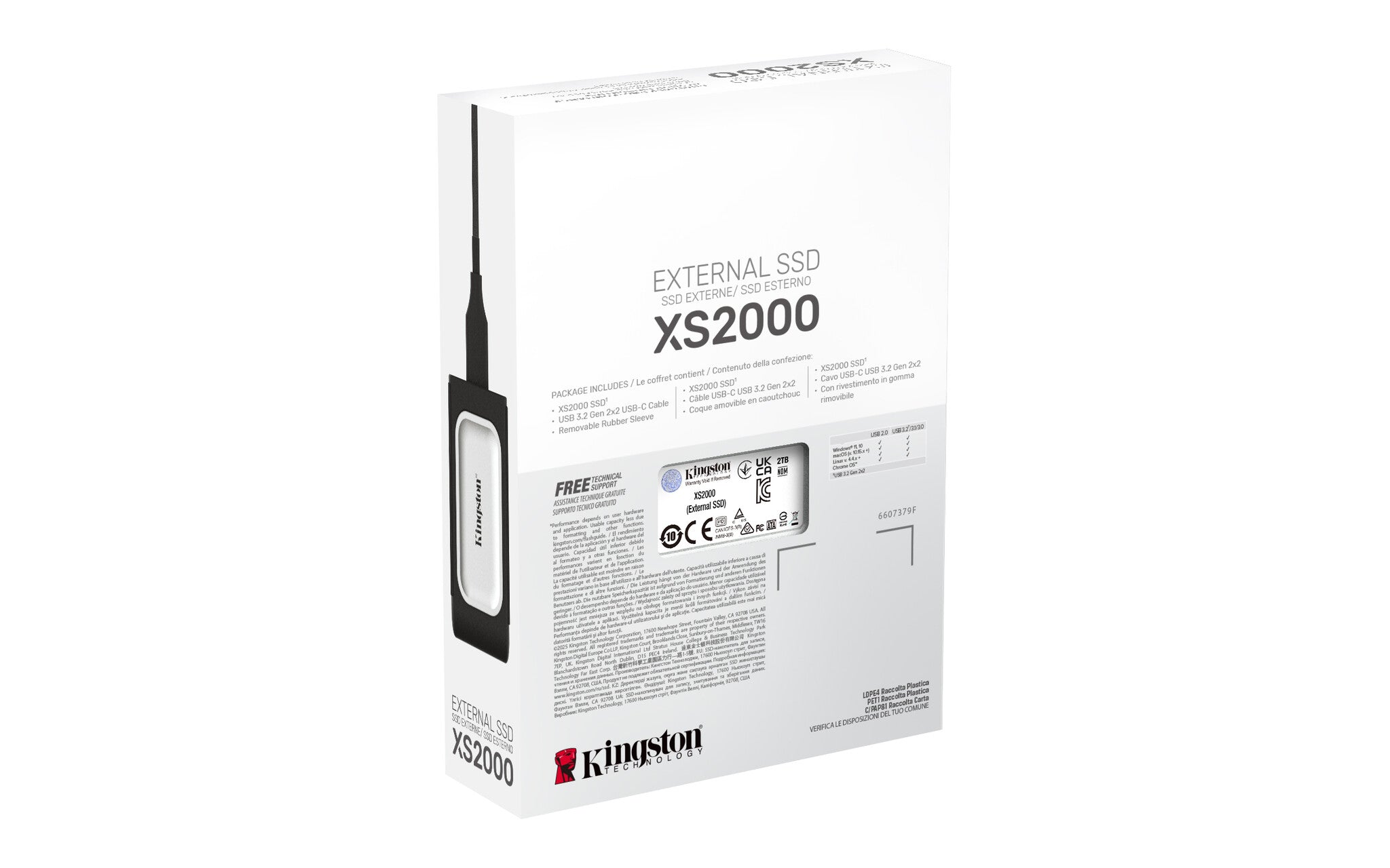 Kingston Technology XS2000 2 TB USB Tipo C 3.2 Gen 2 (3.1 Gen 2) Negro, Plata