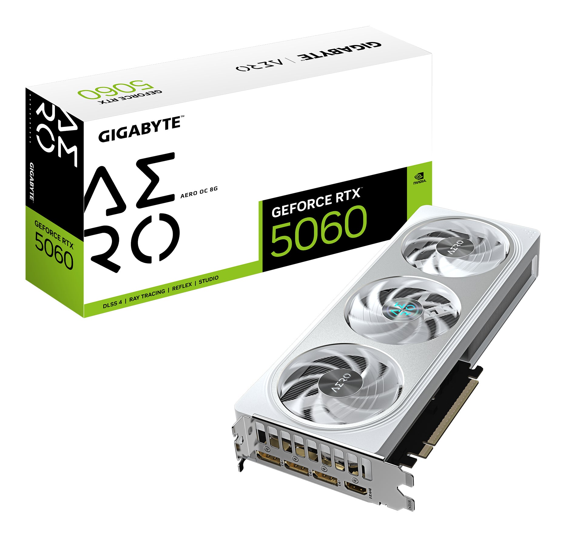TARJETA DE VIDEO GIGABYTE GV-N5060AERO OC-8GD / RTX 5060 / GDDR7 8 GB / DP 2.1 / HDMI / 2.1 / GAMA BAJA