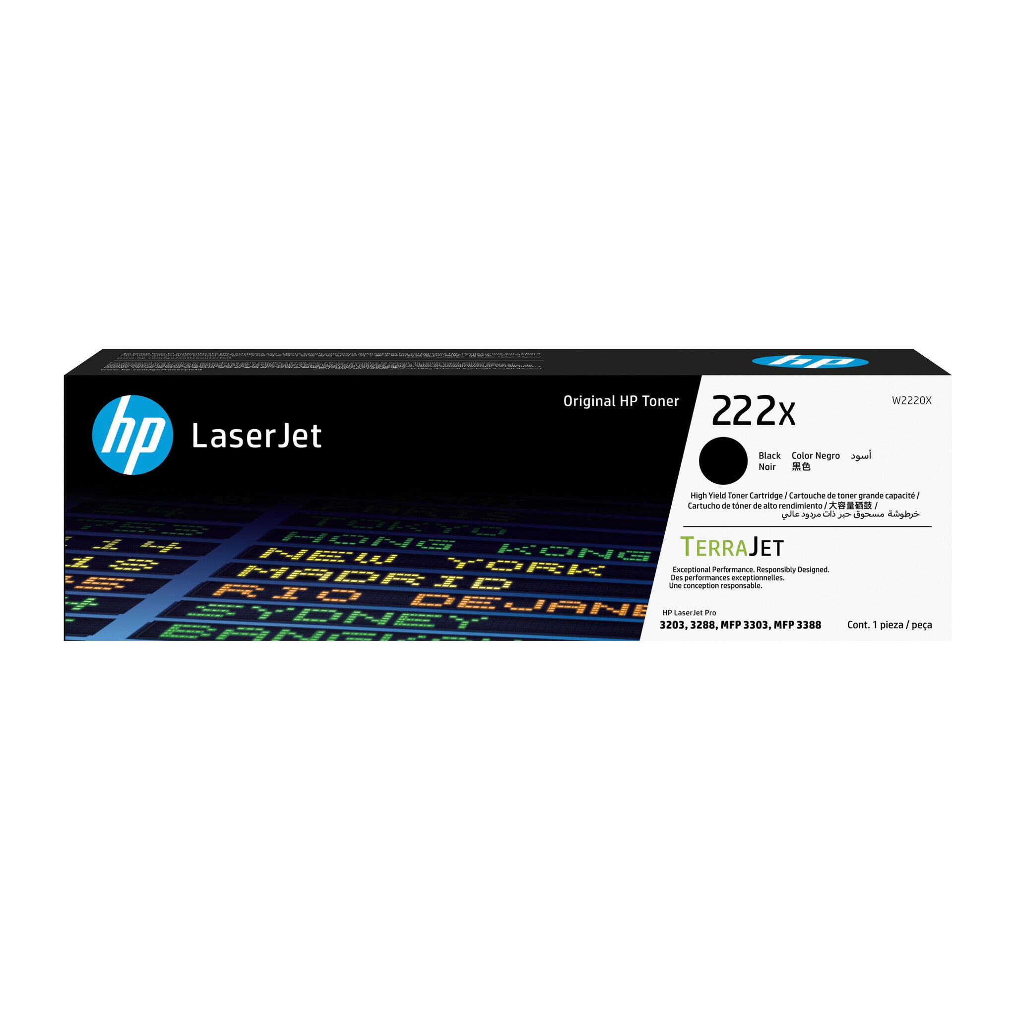 HP Cartucho de tóner Original LaserJet 222X de alto rendimiento, negro