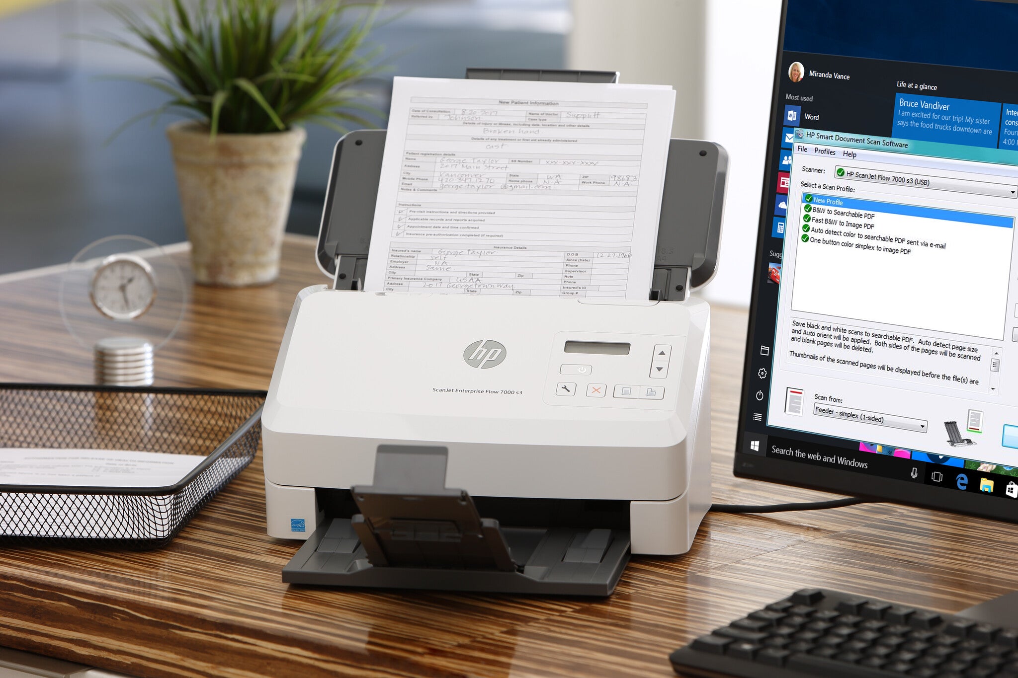 HP ScanJet Enterprise Flow 7000 s3 Escáner alimentado con hojas 600 x 600 DPI A4 Blanco