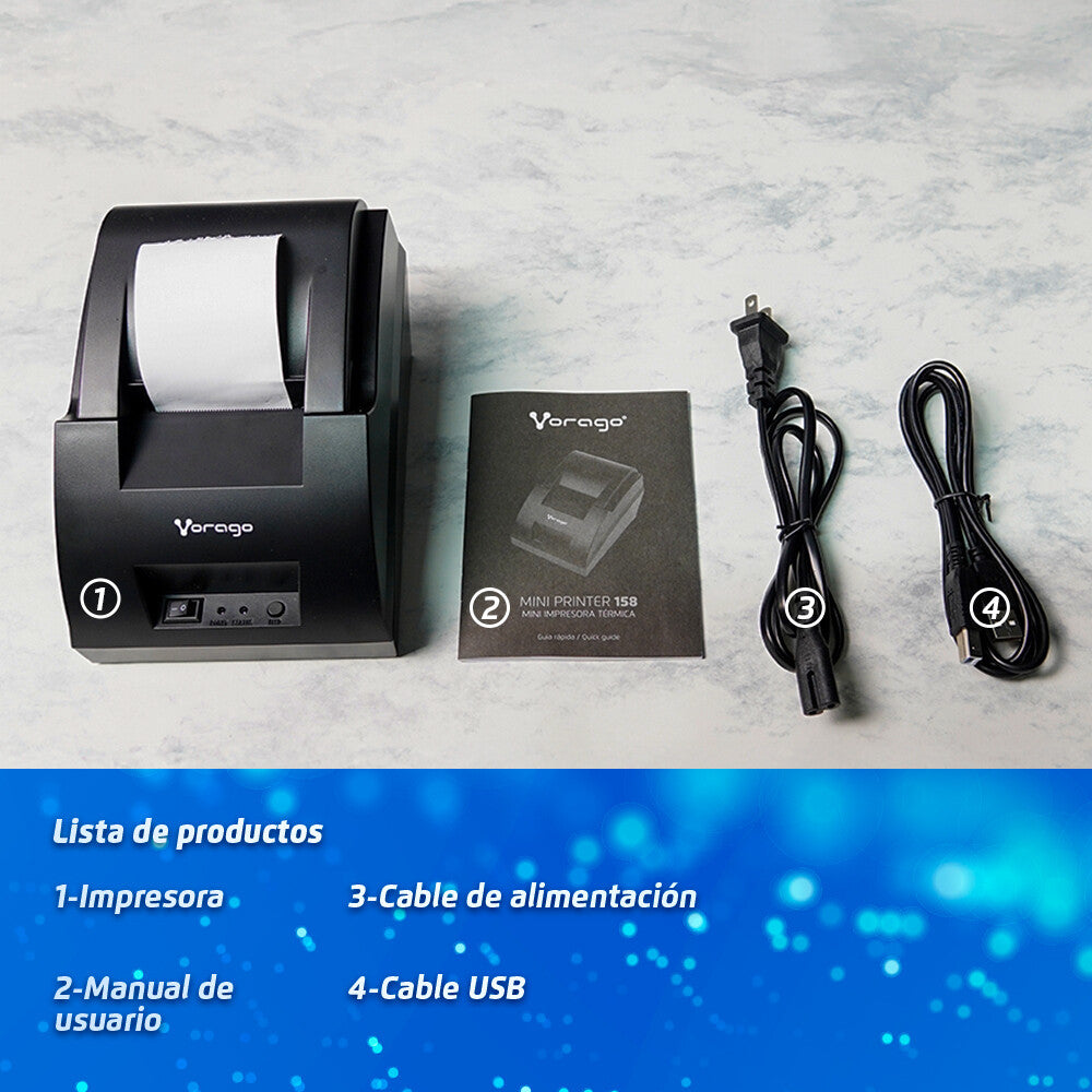 Vorago MNP-158 impresora de recibo 203 x 203 DPI Alámbrico Térmico Impresora de TPV