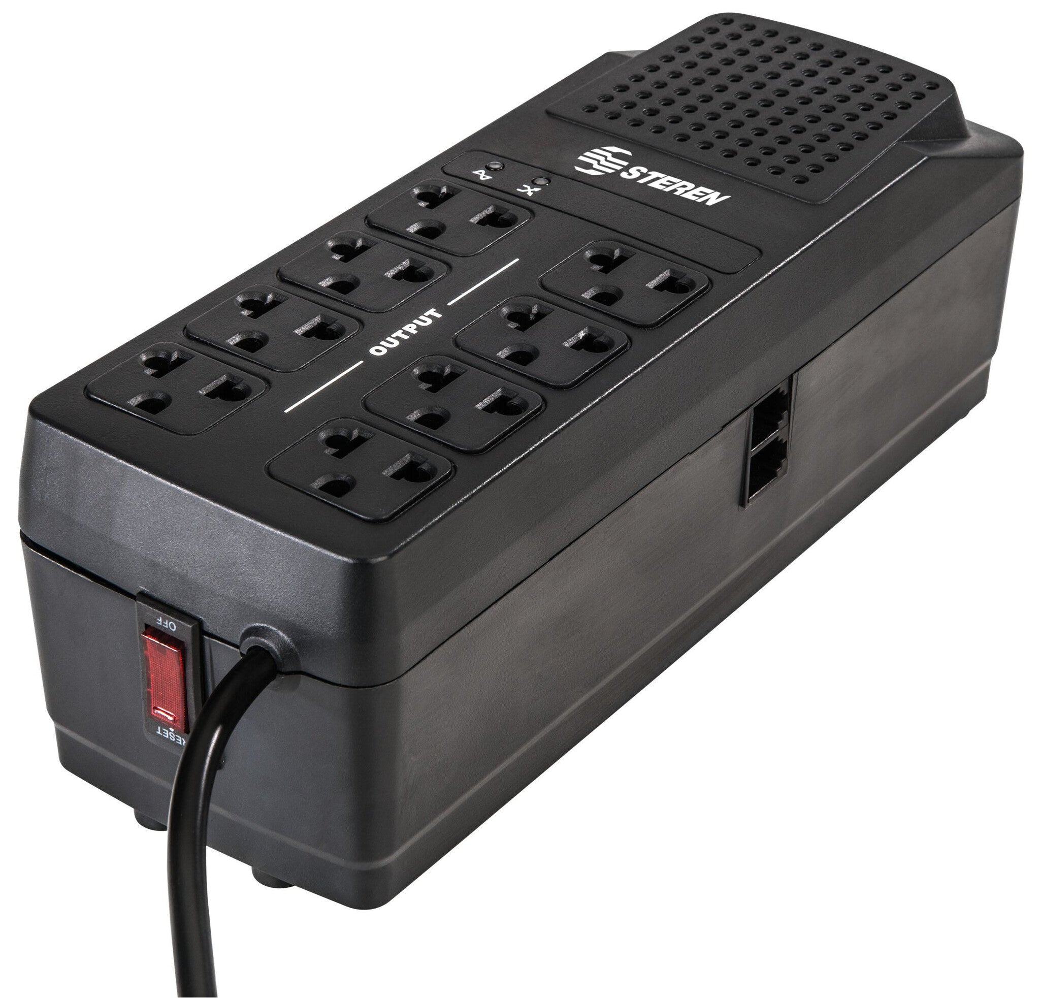 Steren REG-1050 regulador de voltaje 8 salidas AC 90-145 V Negro