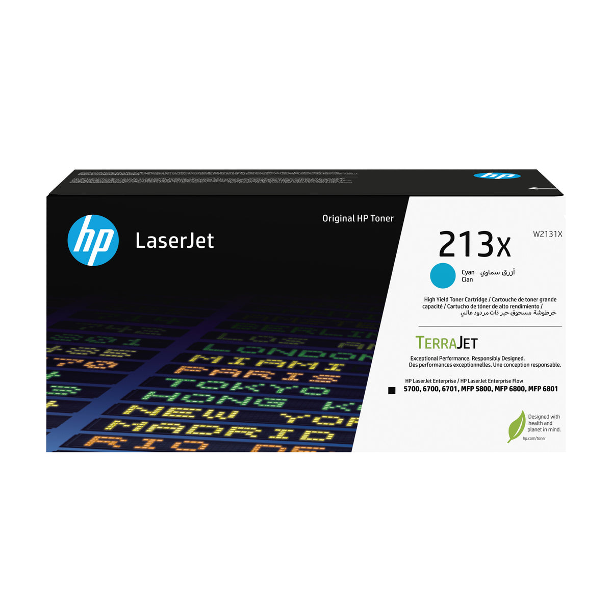 HP Cartucho de tóner, original LaserJet 213X de alto rendimiento, cian