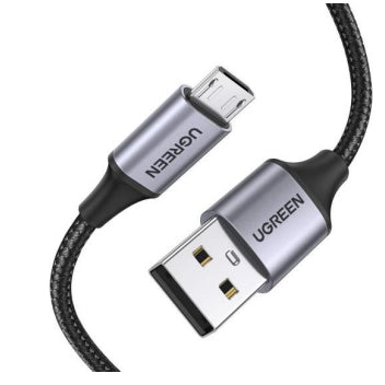 Cable USB-A a Micro USB | 1 Metro (3.28 Pies) | Carga Rápida | QC 3.0/2.0 | FPC | AFC | Transferencia de Datos de 480 Mbps | Recarga hasta 18W | Protección Integrada | Caja de Aluminio | Nylon Trenzado | Color Negro