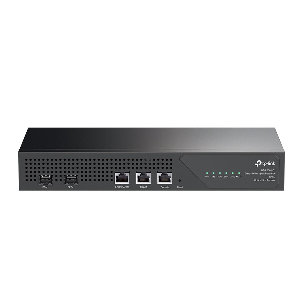 Delta Stream - OLT de 1 puerto GPON / Conexión de hasta 128 ONUs / 1 Puerto 2.5 Gigabit RJ45 Uplink PoE/  1 Puertos SFP+ Uplink / Fuentes Redundantes AC- PoE at / Administración desde la nube (DPMS)