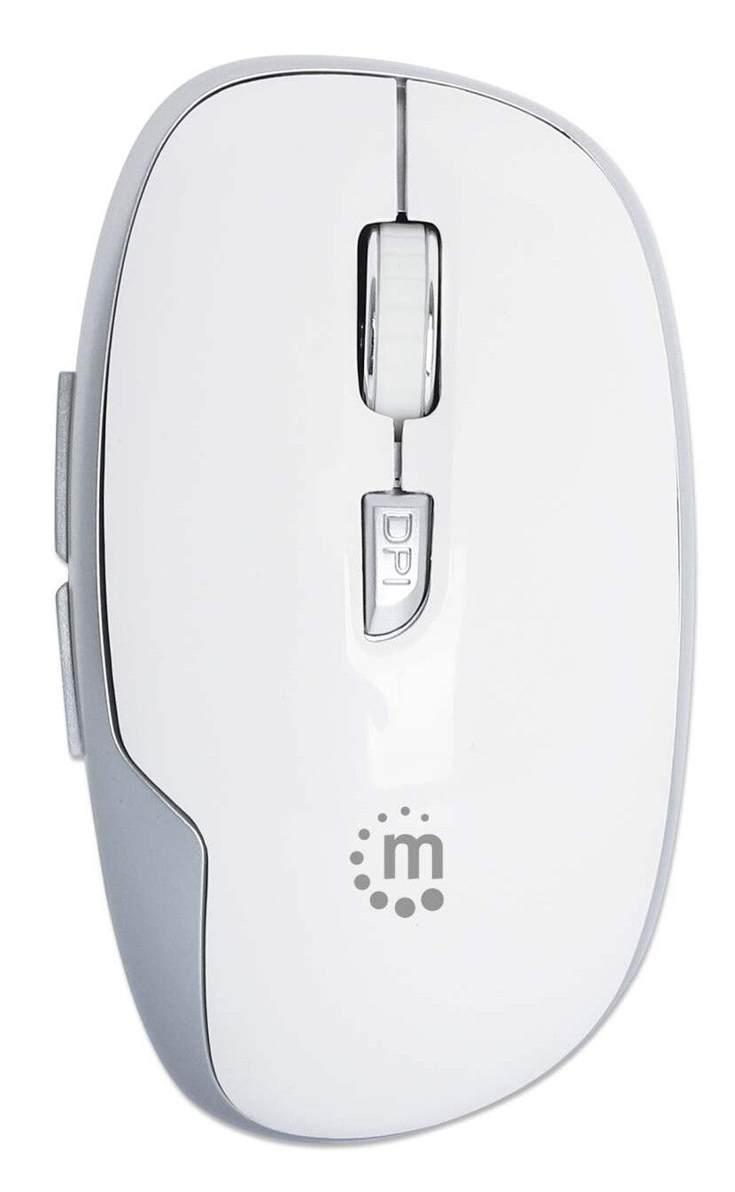 Manhattan Nanorreceptor USB-A, seis botones con rueda de desplazamiento, 800/1200/1600 ppp, contorno agradable para la muñeca, blanco