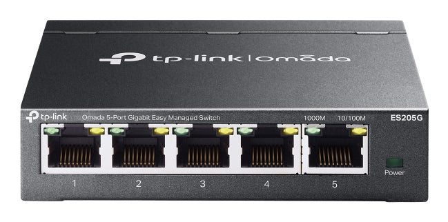 Switch Gestionado Omada SDN / 5 Puertos Gigabit RJ45 / 10 Gbps Capacidad Switching / 7.4 Mpps Forwarding Rate / Gestión Cloud Centralizada / VLAN 802.1Q / QoS 8 Colas Prioridad / Metal Fanless