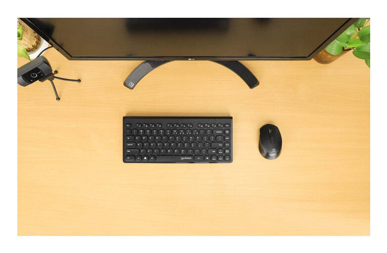 Manhattan Mini teclado USB inalámbrico, 12 teclas multimedia/funcionales, nano receptor USB-A, compacto, formato de perfil delgado, para PC y laptops, negro