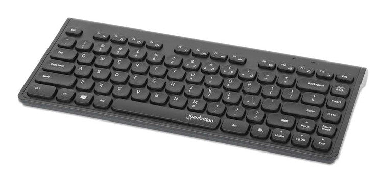 Manhattan Mini teclado USB inalámbrico, 12 teclas multimedia/funcionales, nano receptor USB-A, compacto, formato de perfil delgado, para PC y laptops, negro