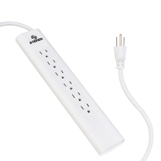 Steren 905-215 extensión de corriente 2.5 m 6 salidas AC Interior Blanco