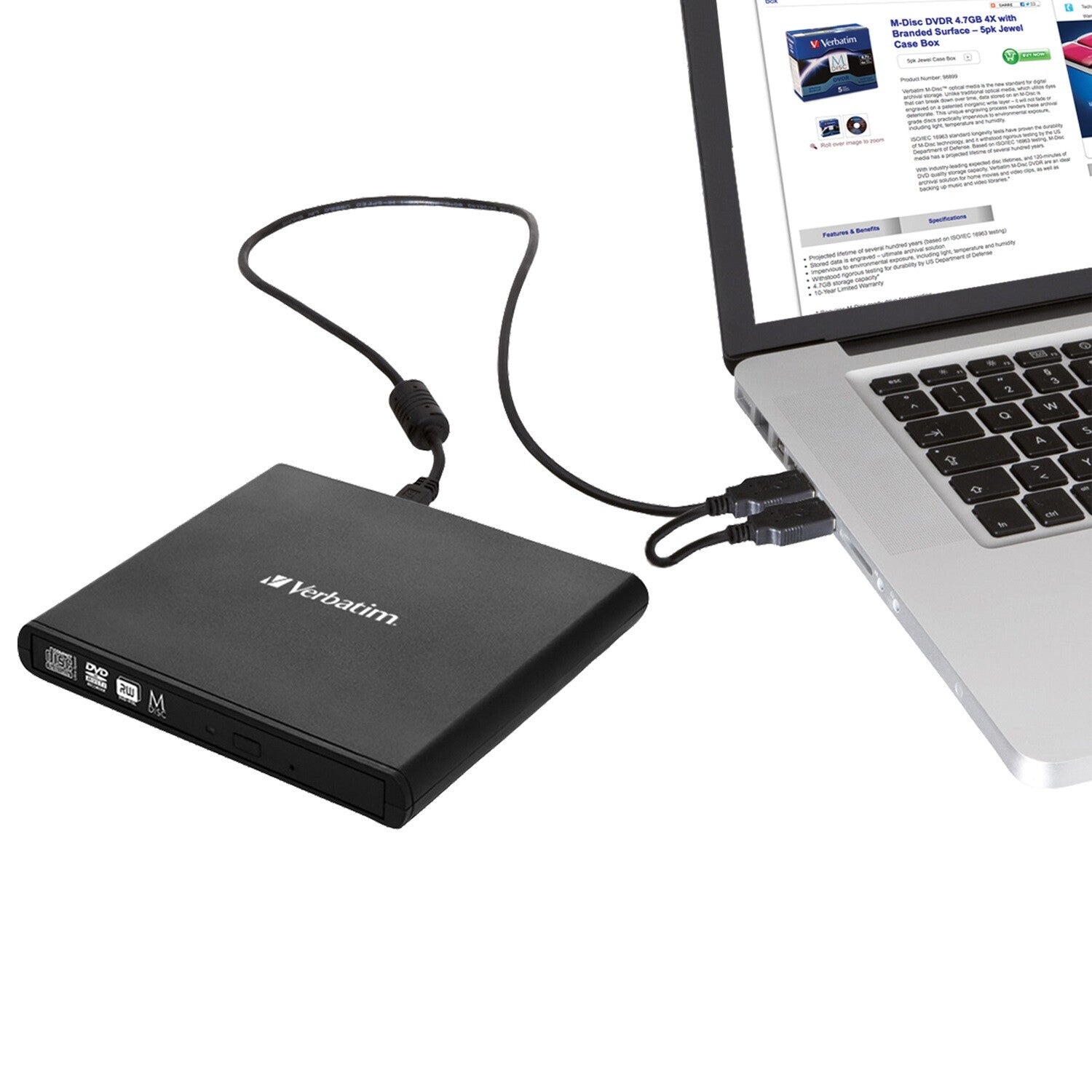Verbatim Slimline CD/DVD unidad de disco óptico DVD-RW Negro