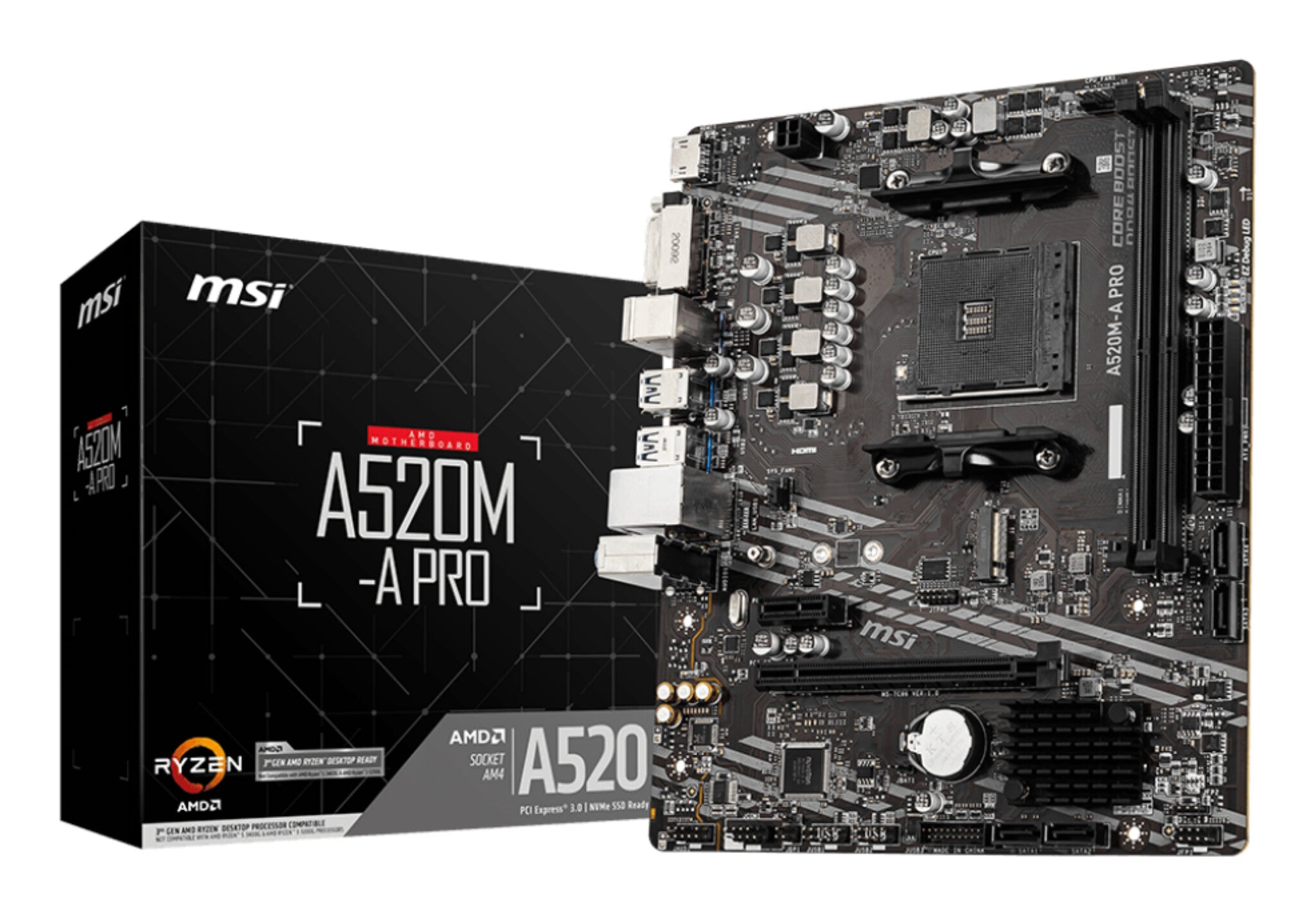 MSI A520M-A PRO placa base AMD A520 Enchufe AM4 Micro ATX