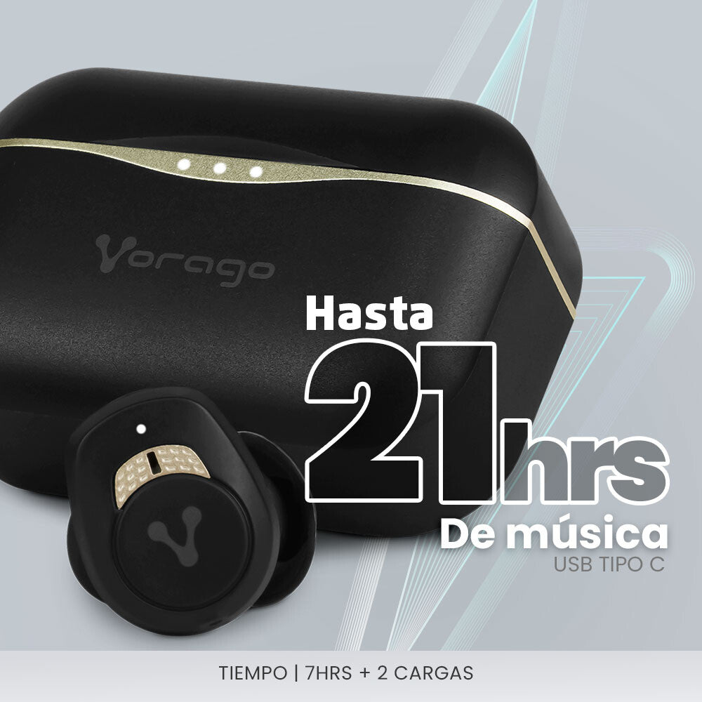 Vorago ESB-600-ANC audífono y auriculare Auriculares True Wireless Stereo (TWS) Intra auditivo Llamadas/Música/Deportes/Diario Bluetooth Negro