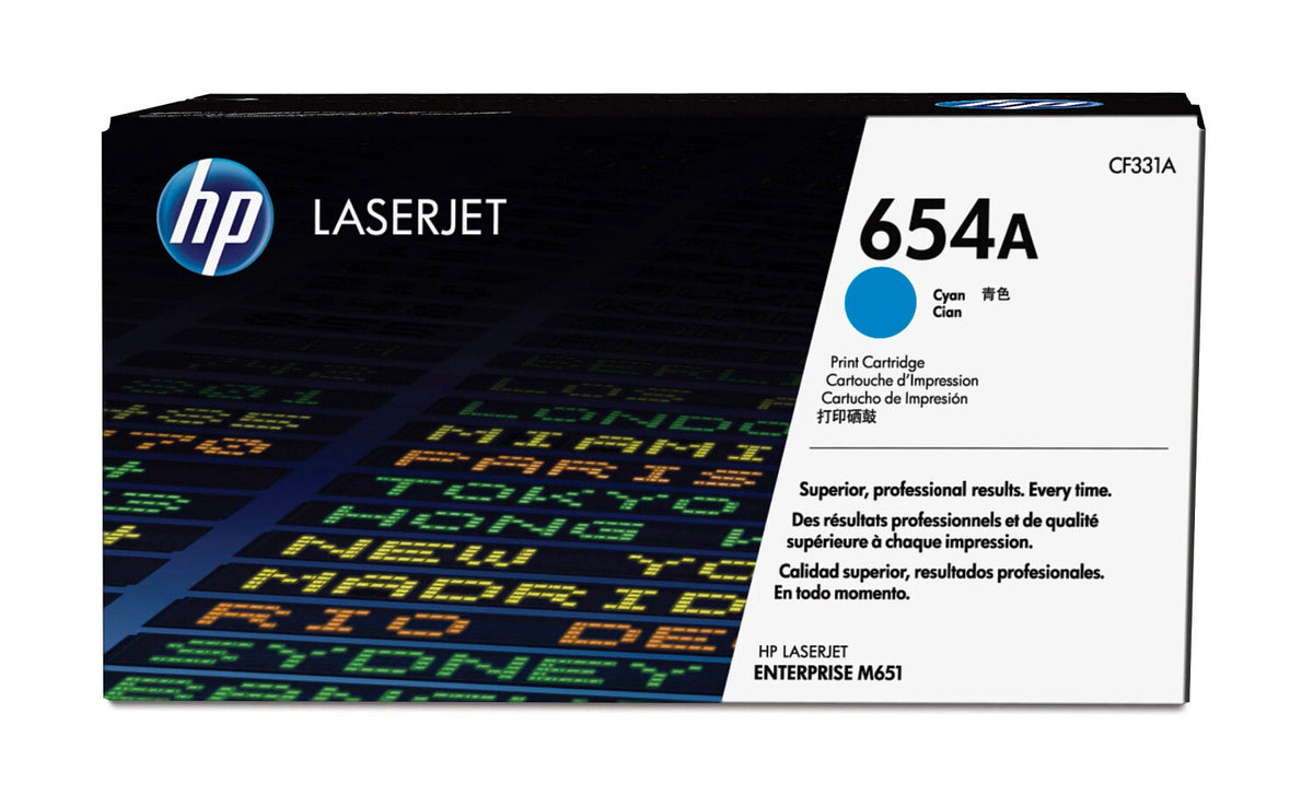 HP Cartucho de tóner original 654A LaserJet cian