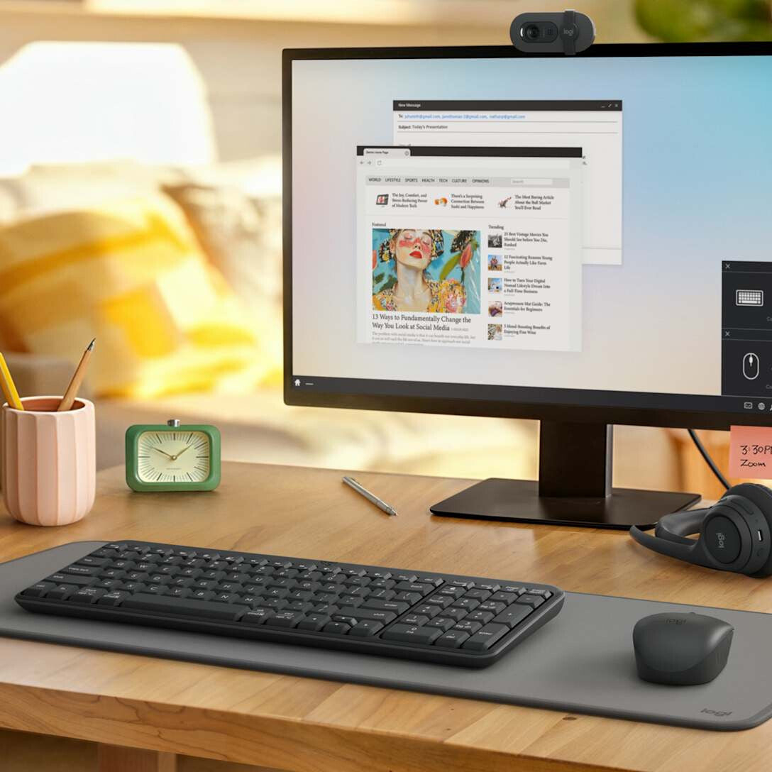 Logitech MK250 Compact Bluetooth Wireless Combo teclado Ratón incluido Universal QWERTY Español Grafito