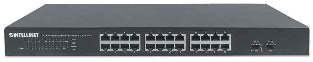 Intellinet Switch de 24 Puertos Gigabit Ethernet con 2 puertos SFP