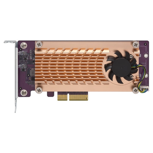 DUAL M.2 22110/2280 PCIE SSD EXPANSION CARD (PCIE GEN2 X4), LOW-PROFILE BRACKET PRE-LOADED, LOW-PROFILE FLAT AND FULL-HEIGHT ARE BUNDLED *SHORTER VERSION TO SUPPORT TVS-X82/TS-X77 PCIE SLOT 2 & SLOT
