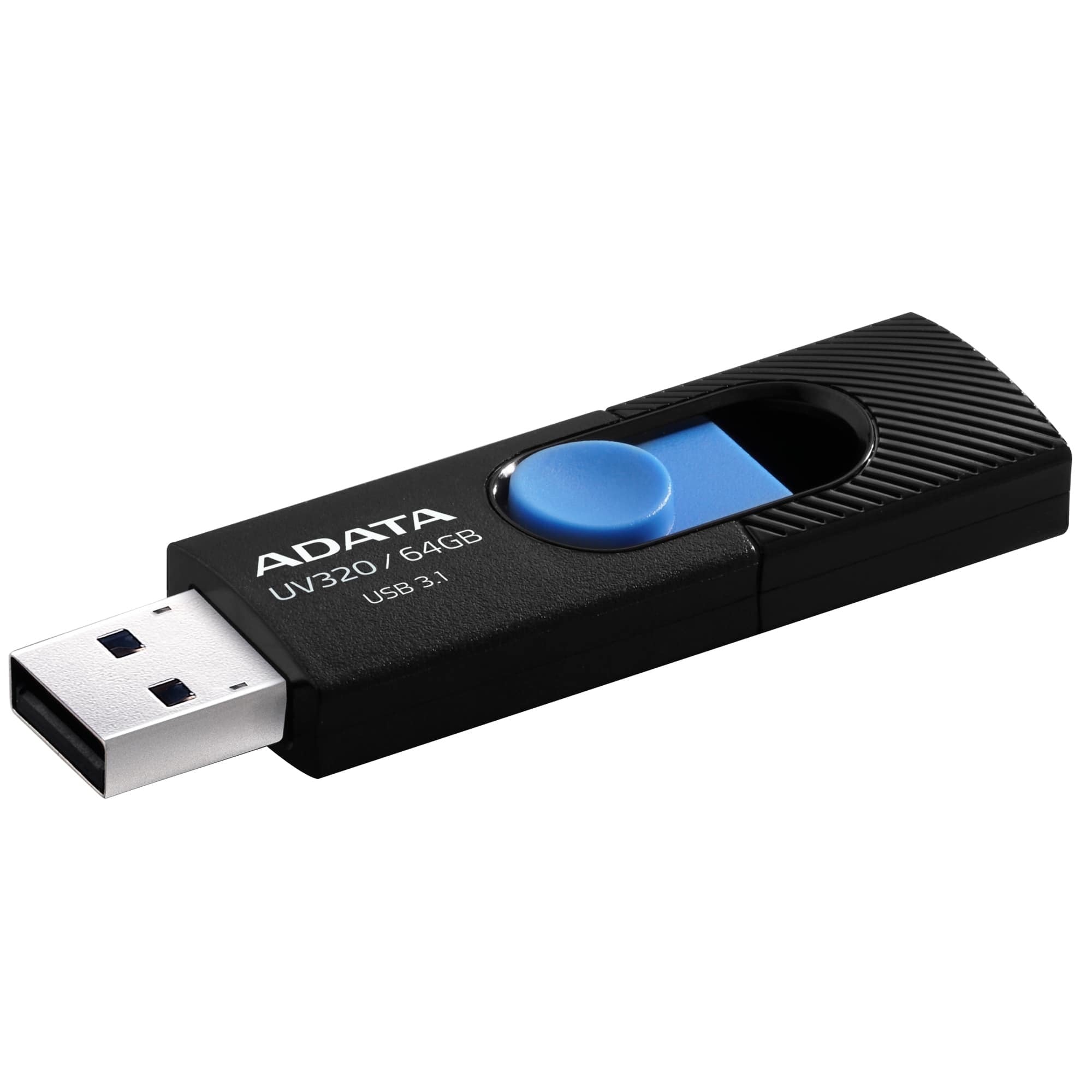 MEMORIA ADATA 64GB USB 3.2 UV320 RETRACTIL NEGRO-AZUL (AUV320-64G-RBKBL)