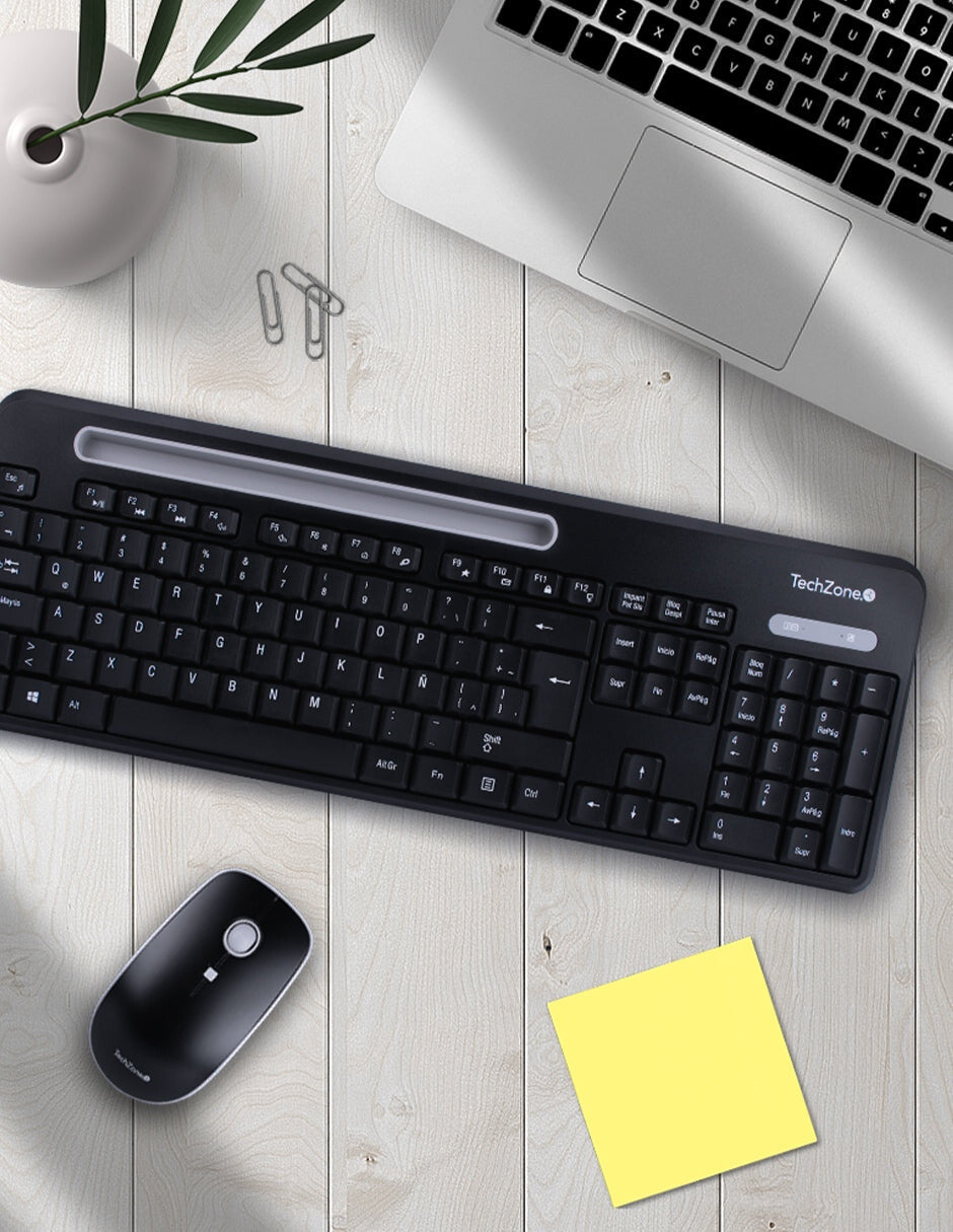 TechZone Tasking Grey teclado Ratón incluido Universal RF inalámbrico QWERTY Negro, Gris