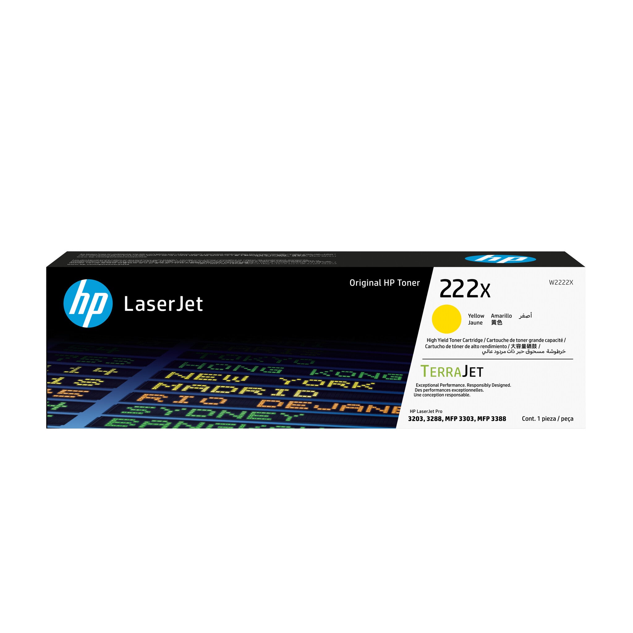 HP Cartucho de tóner Original LaserJet 222X de alto rendimiento, amarillo