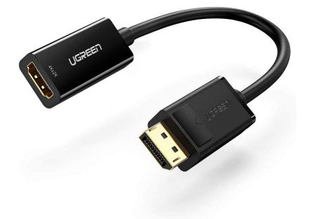 Convertidor DisplayPort a HDMI 4K| 3D | HDR | Blindaje Interno | Botón Liberador | Carcasa de ABS | Plug & Play | CE, FCC, RoHS | Cable de 25 cm (9.84 Pulgadas).