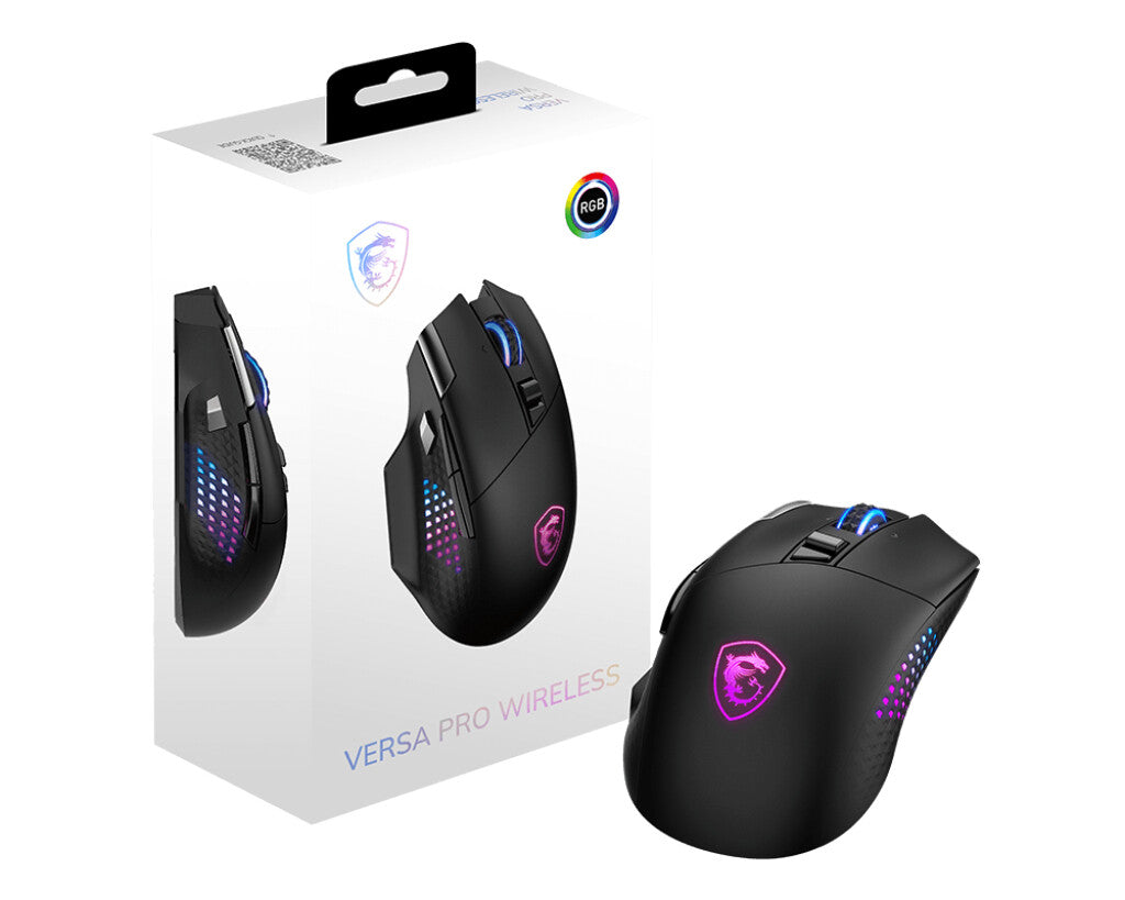 MSI VERSA PRO WIRELESS ratón Juego Diestro RF Wireless + Bluetooth + USB Type-C Óptico 26000 DPI