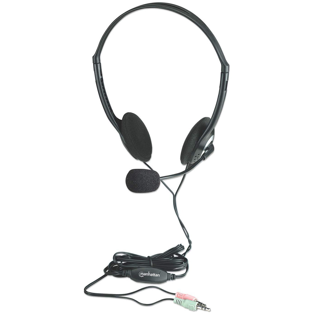 Manhattan Wired Standard Microphone Headphones Black-Silver