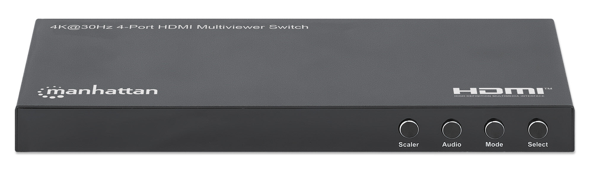 Manhattan Proyecta hasta cuatro fuentes de entrada HDMI en una pantalla de salida HDMI (4x1), múltiples opciones de visualización, incluidas imagen en imagen y pantalla doble/cuádruple, botón o control remoto, audio de 3,5 mm y Toslink, negro