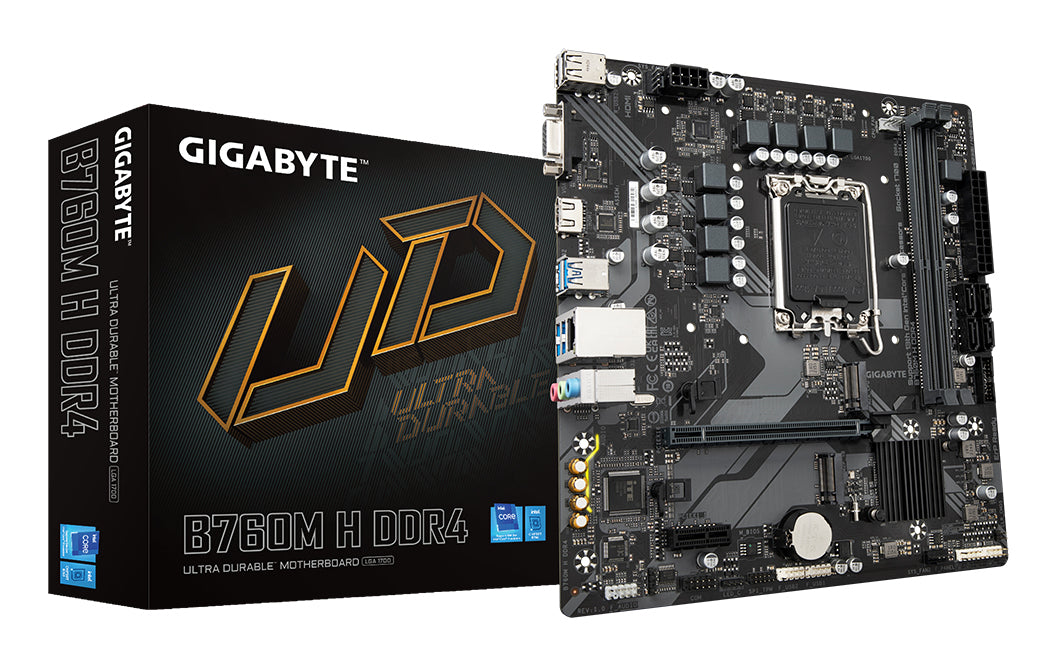 TARJETA MADRE GIGABYTE B760M H / INTEL SOCKET 1700 / DDR5 8000 MT/S / HDMI / VGA / MICRO ATX / GAMA MEDIA
