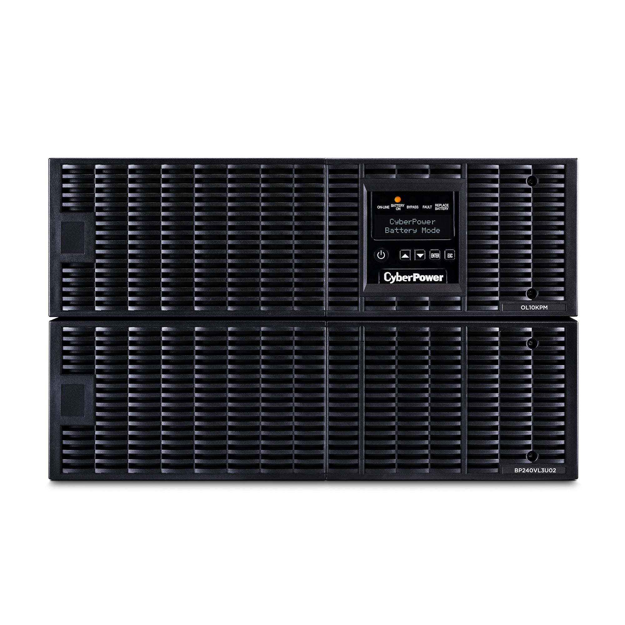 NO BREAK CYBERPOWER (OL10KRT) 10000VA / 10000W, ONLINE, ENTRADA 200 - 240 VAC / SALIDA 200 - 240 VAC. CONVERTIBLE TORRE/RACK 6U, 3 × NEMA L6-20R, 1 X HARDWIRE 3 AÑOS INCLUYE BATERÍA.