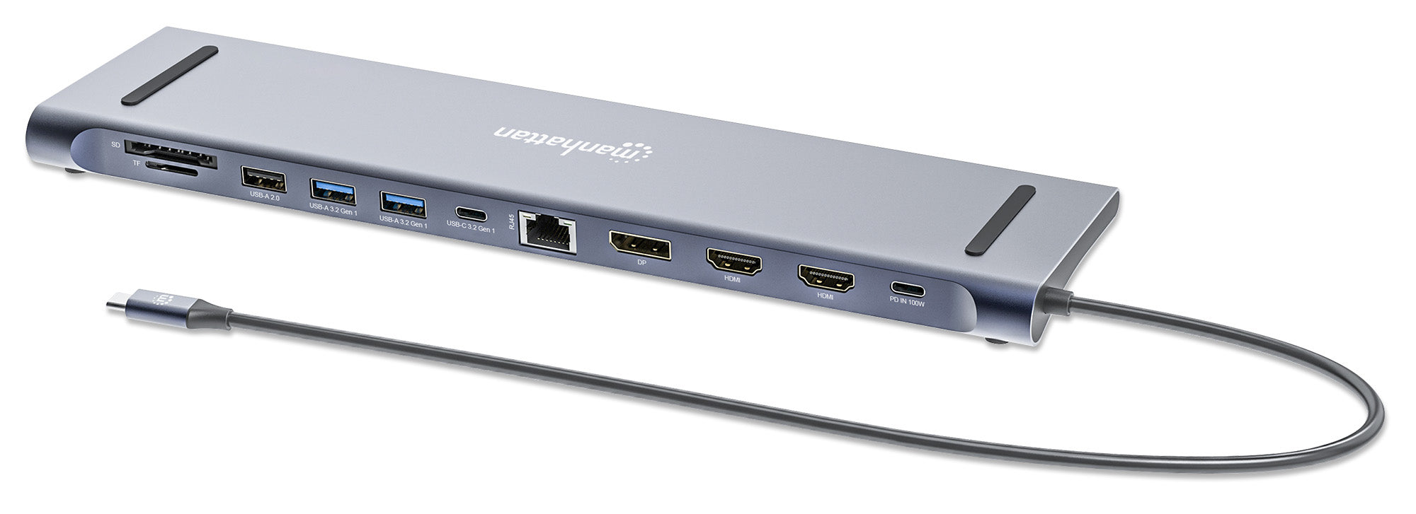 Manhattan USB C Docking 12-Port HDMIx2 DP USB C PD USB Ax3 RJ45 SD Audio