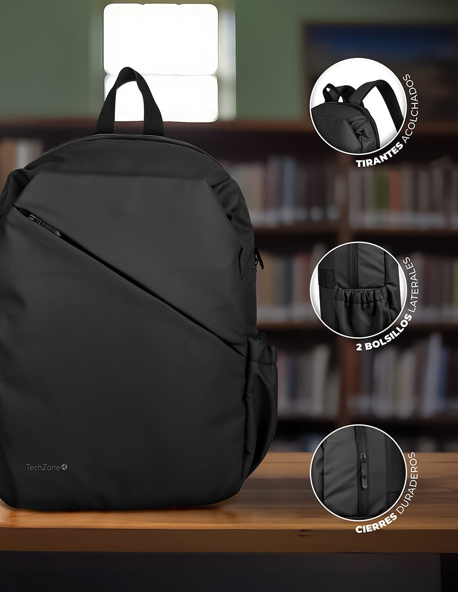 TechZone TZLBP29-N mochila Negro Poliéster