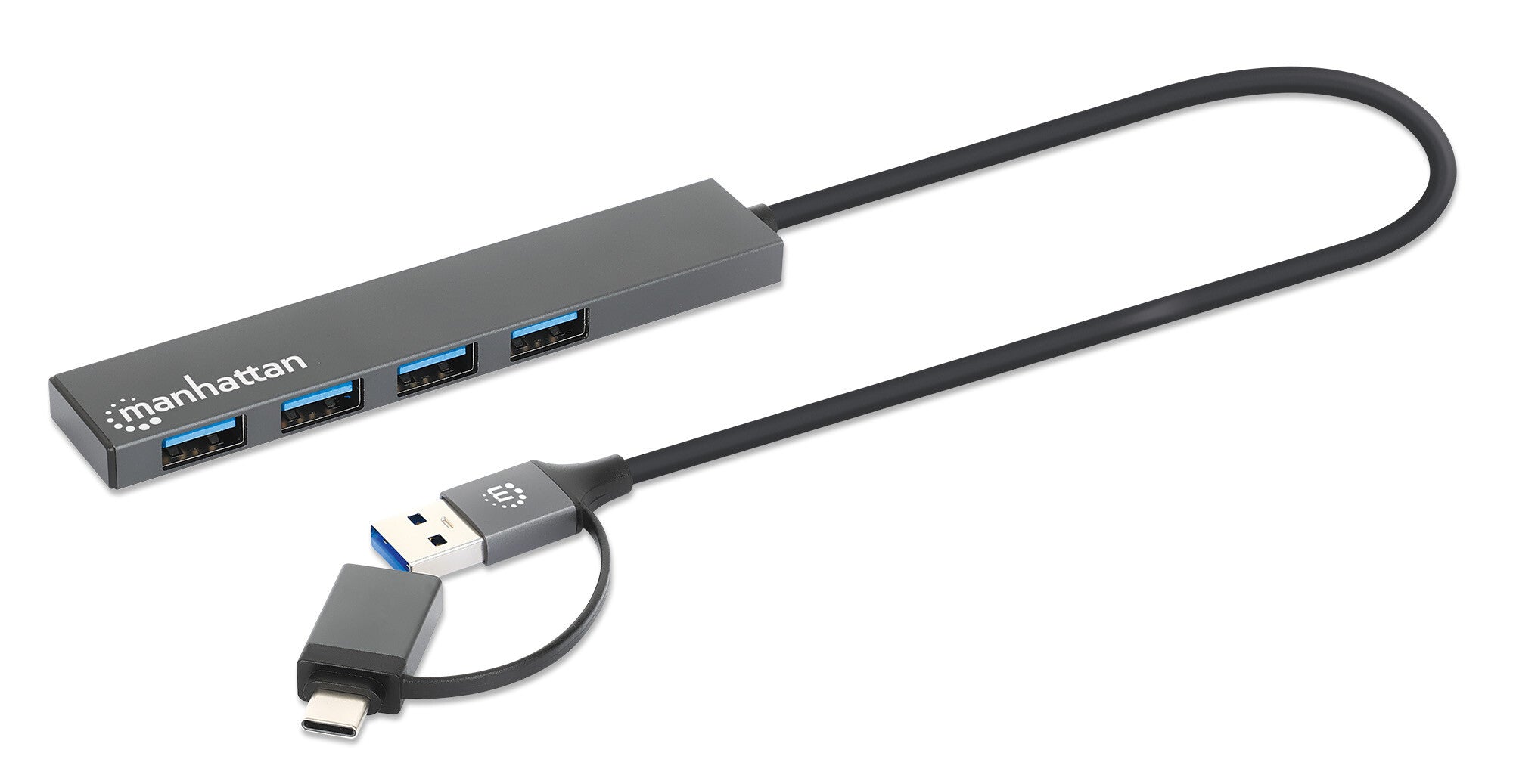 Manhattan 181006 base para laptop o replicador de puertos USB 3.2 Gen 1 (3.1 Gen 1) Type-A Gris