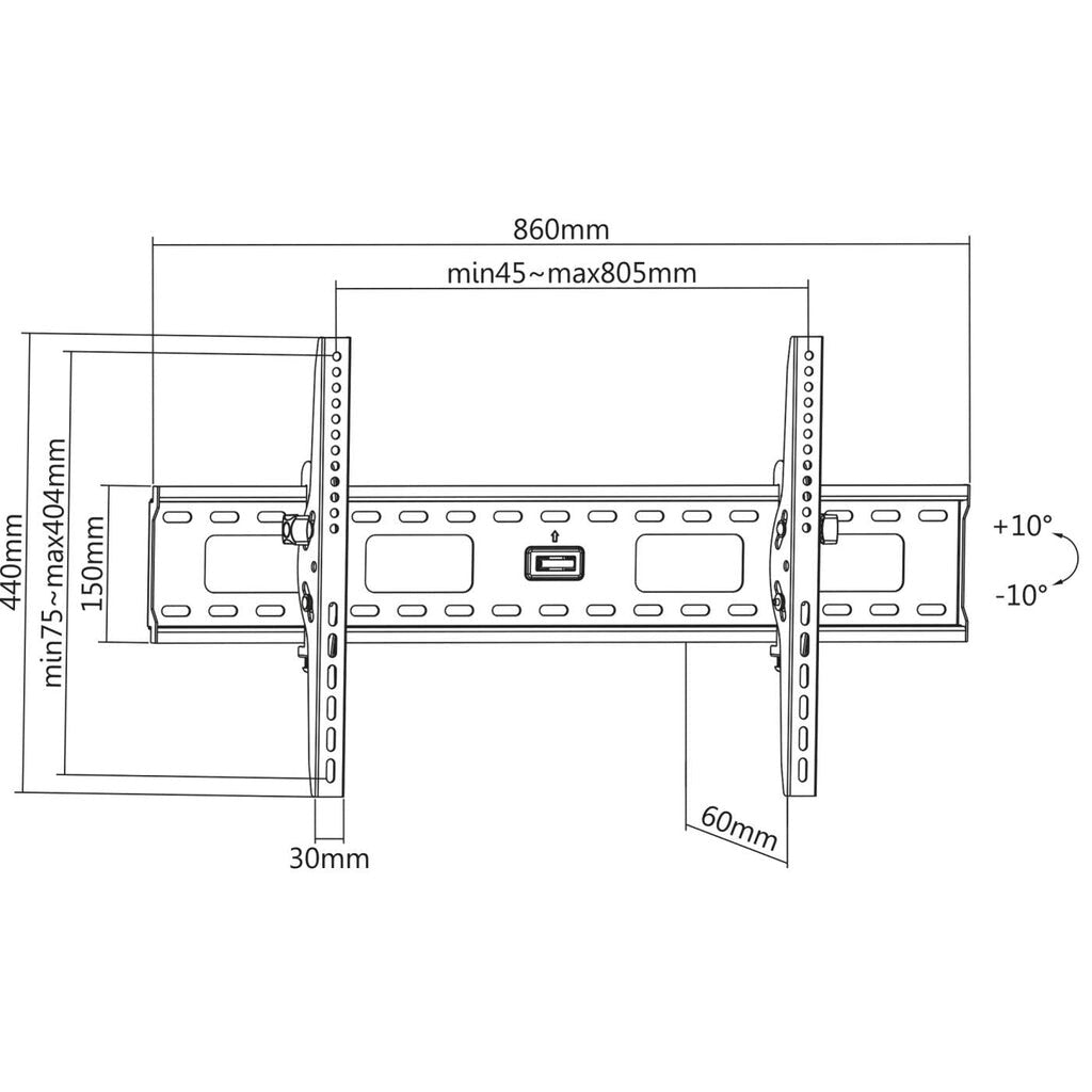 Manhattan Soporte para TV, de pared, con inclinación, pantallas planas de 37" a 85" de máximo 75 kg