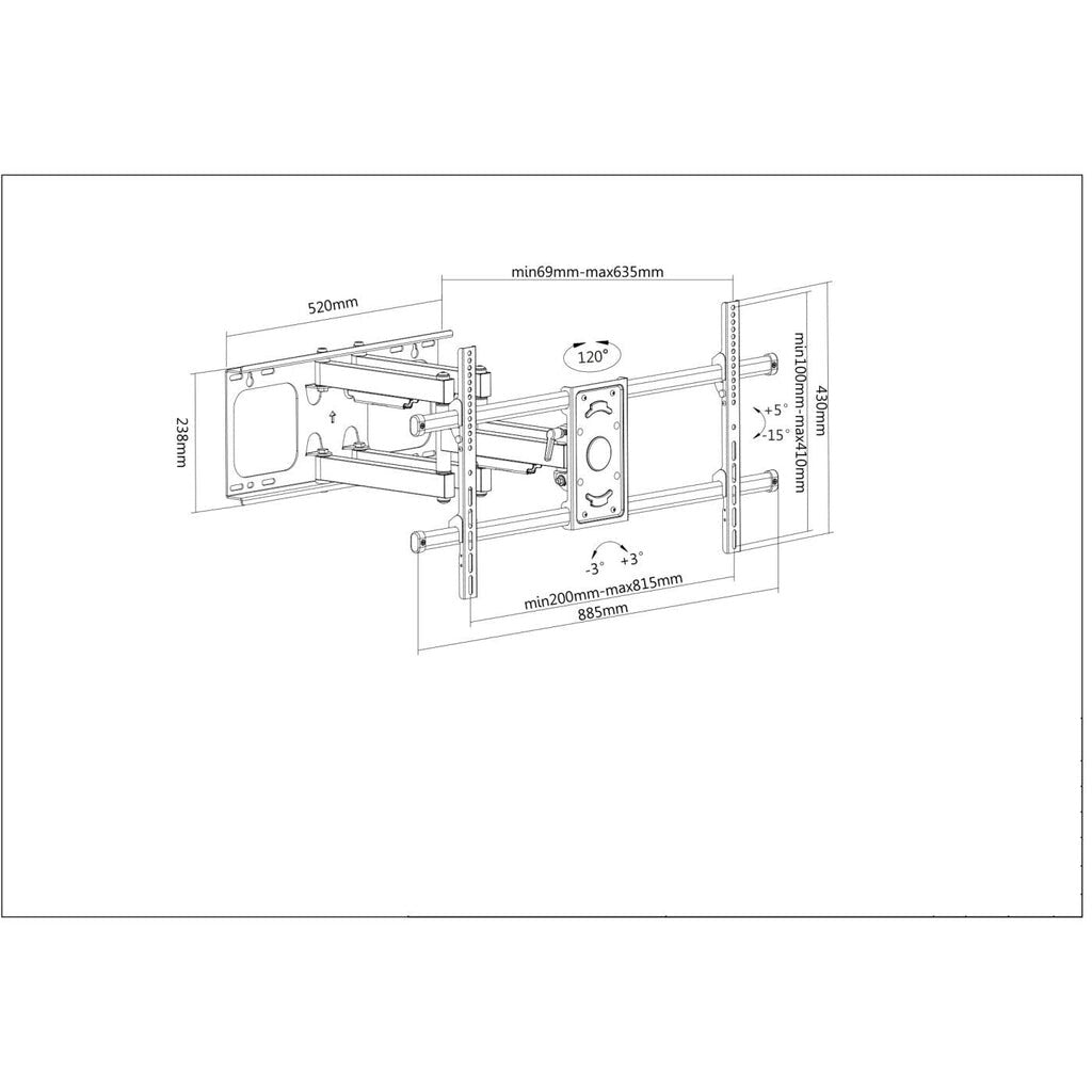 Manhattan Soporte para TV, de pared, movimiento articulado, pantallas curvas o planas de 37" a 90" de máximo 75 kg