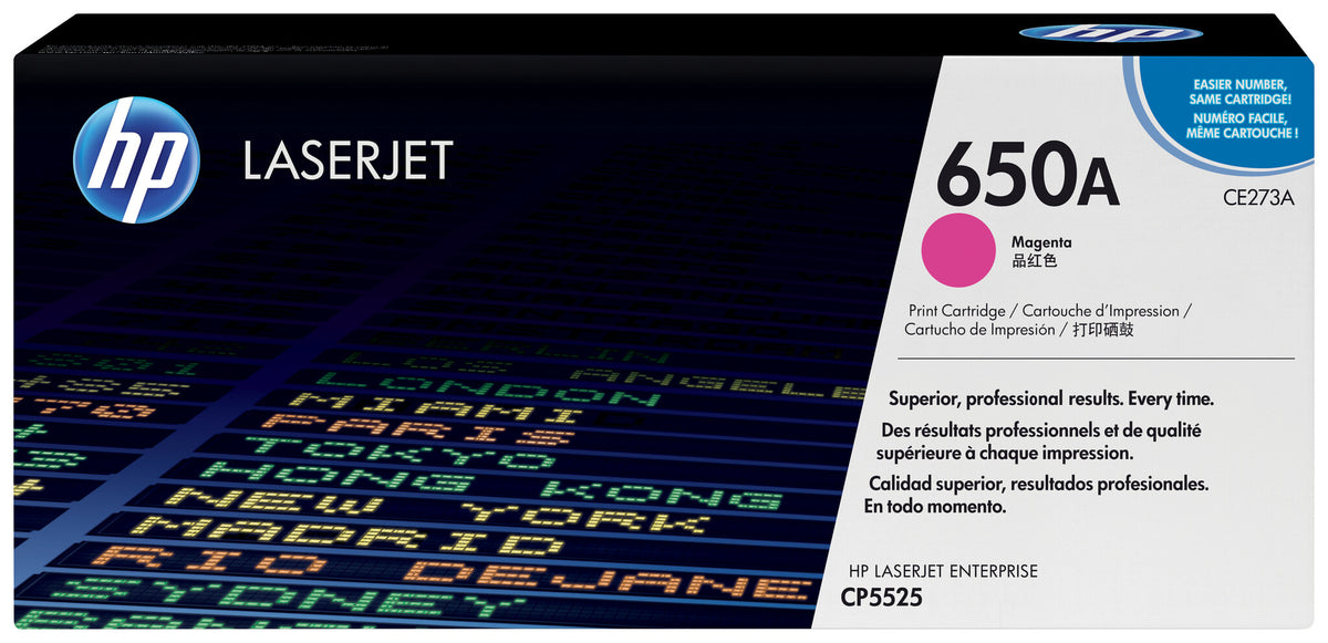 HP Cartucho original de tóner magenta 650A LaserJet