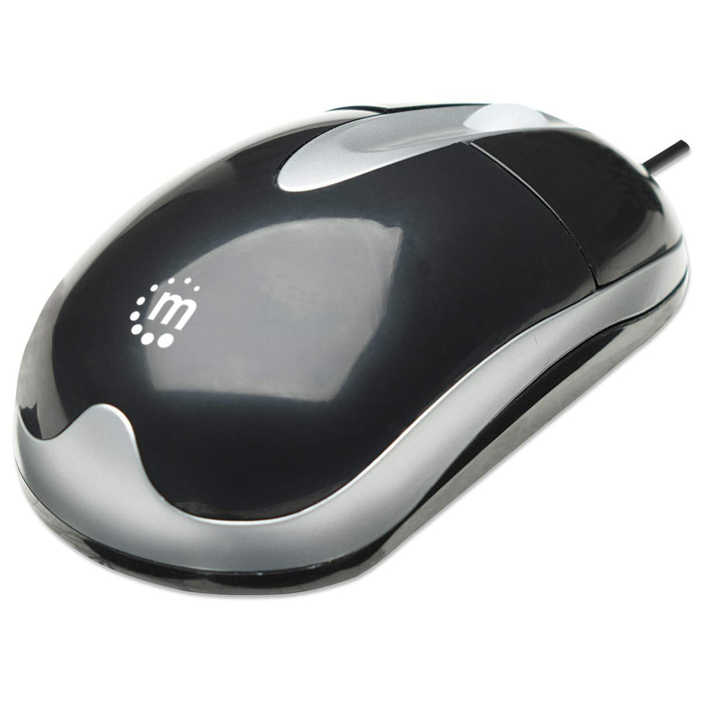 Mouse Manhattan Óptico Clásico MH3 USB 1000dpi Color Negro-Plata