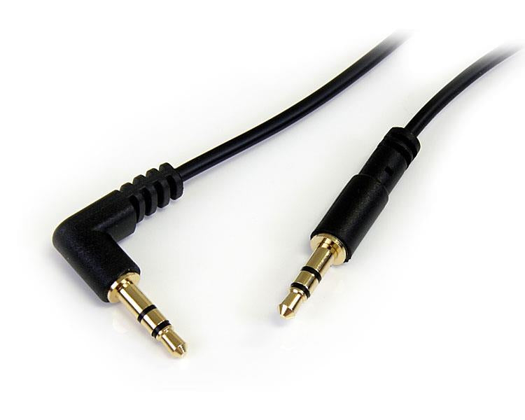 CABLE DE AUDIO DE 91CM DELGADO - AUDIO ESTEREO MINI JACK DE 3.5MM EN ANGULO DERECHO MACHO A MACHO - STARTECH.COM MOD. MU3MMSRA